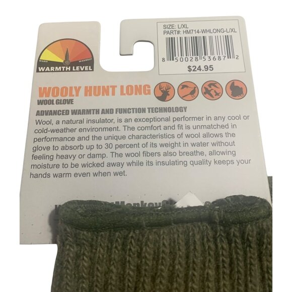 HUNT MONKEY Gray + Brown Wooly Hunt Long Performance Gloves NWT Various Sizes - Picture 5 of 5
